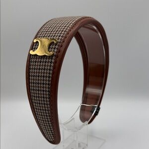 Upcycled Celine Brown Leather-Trim Headband
